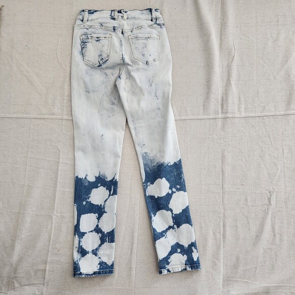 Luxe Moda Jeans Women 6 Blue Denim Acid Wash Straight Mid Rise Split Ankle 25x28 - Picture 10 of 15